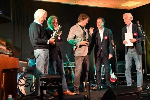 Bestuur Laren Jazz: Frank van den Wall Bake - Leon Schouten - Huub Zinkstok & Jury Laren Jazz Co de Kloet en Marc Jansen